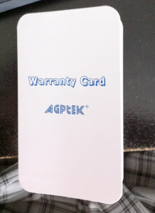 agptek warranty card